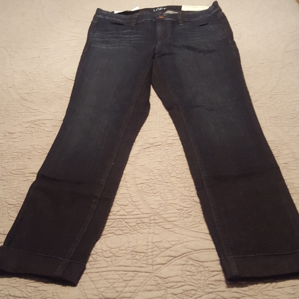 Loft ankle dark blue jeans